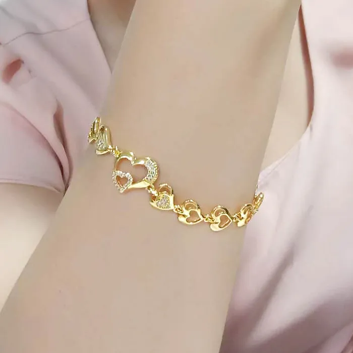 Alamode Bracelets 3W1632 Flash Gold Brass Bracelet with AAA Grade CZ in Clear