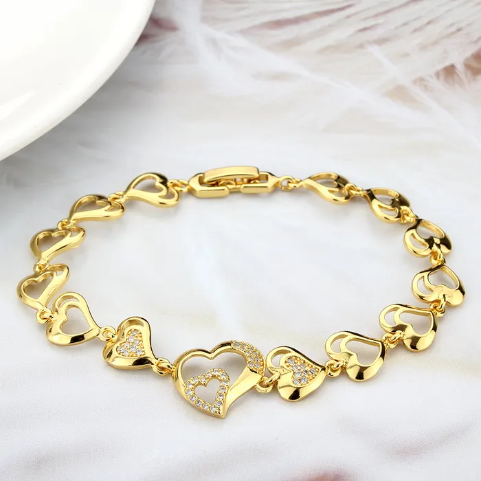 Alamode Bracelets 3W1632 Flash Gold Brass Bracelet with AAA Grade CZ in Clear