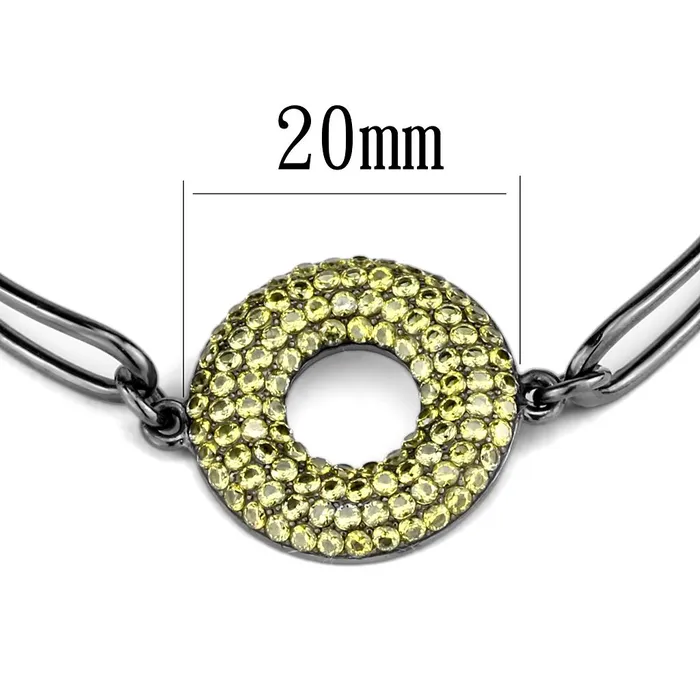 Alamode Bracelets TK2824 IP Light Black IP Gun Stainless Steel Bangle with AAA Grade CZ in Topaz