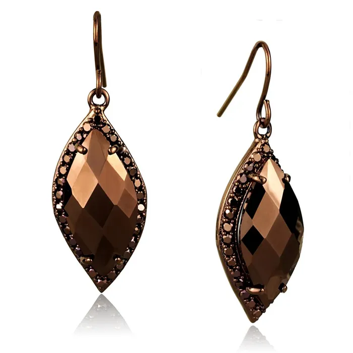 Alamode Earrings 3W1112 IP Coffee light Brass Earrings with AAA Grade CZ in Light Coffee Alamode Earrings 3W1112 IP Coffee light Brass Earrings with AAA Grade CZ in Light Coffee
