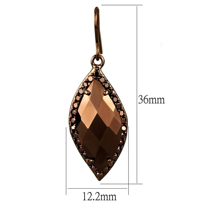 Alamode Earrings 3W1112 IP Coffee light Brass Earrings with AAA Grade CZ in Light Coffee