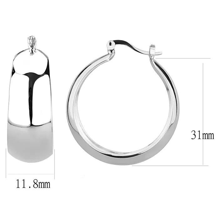 Alamode Earrings 3W1400 Rhodium Brass Earrings with No Stone