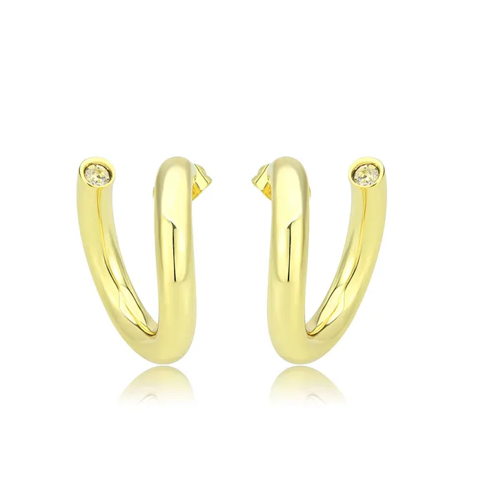 Alamode Earrings 3W1742G Flash Gold Brass Earring with NoStone in No Stone