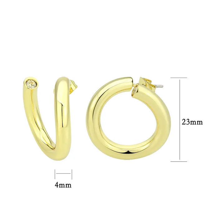 Alamode Earrings 3W1742G Flash Gold Brass Earring with NoStone in No Stone