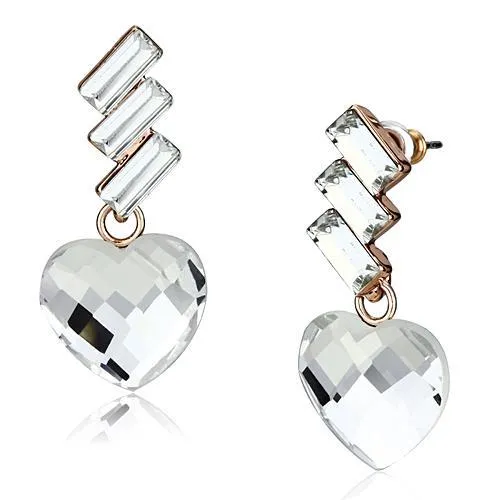 Alamode Earrings LO2756 Rose Gold Iron Earrings with Top Grade Crystal in Clear Alamode Earrings LO2756 Rose Gold Iron Earrings with Top Grade Crystal in Clear