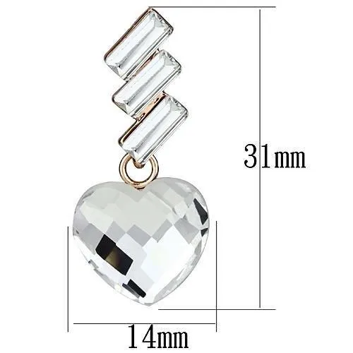 Alamode Earrings LO2756 Rose Gold Iron Earrings with Top Grade Crystal in Clear