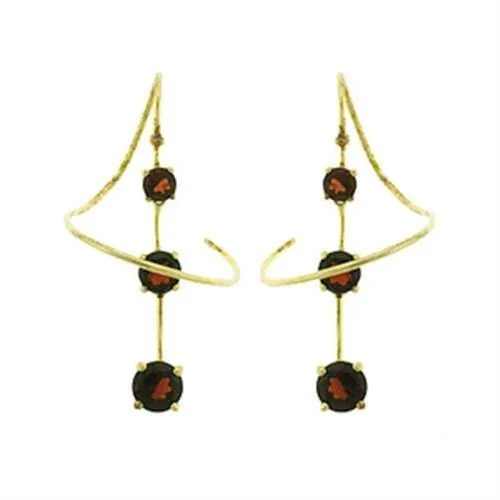 Alamode Earrings LOA438 Gold 925 Sterling Silver Earrings with AAA Grade CZ in Smoky Topaz