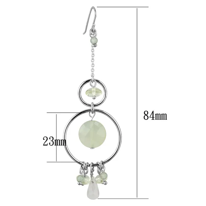 Alamode Earrings LOS791 Silver 925 Sterling Silver Earrings with Synthetic Jade in Multi Color