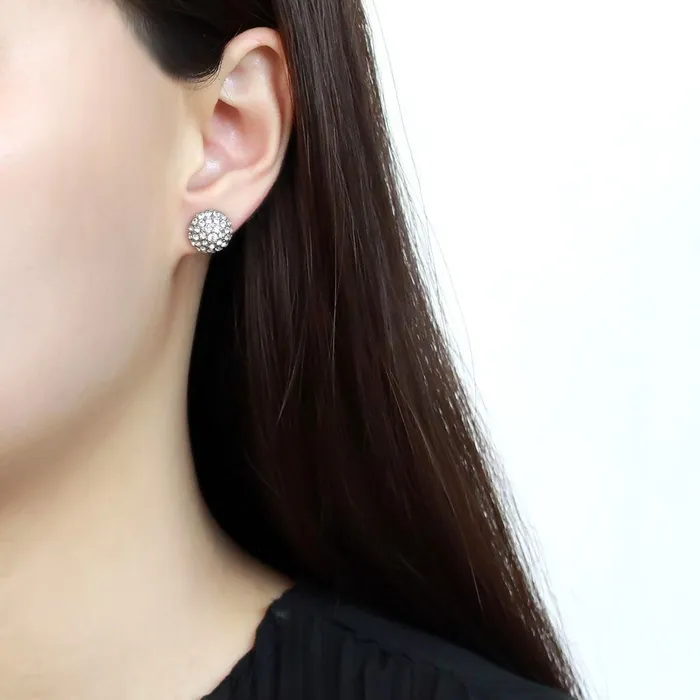 Alamode Earrings TK3655 High polished no plating Stainless Steel Earrings with Top Grade Crystal in Clear