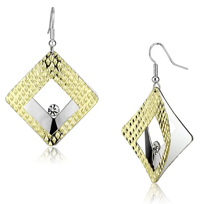 Alamode LO2673 GoldRhodium Iron Earrings with Top Grade Crystal in Clear Earrings Alamode LO2673 GoldRhodium Iron Earrings with Top Grade Crystal in Clear Earrings