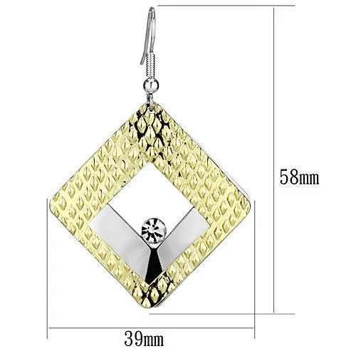 Alamode LO2673 GoldRhodium Iron Earrings with Top Grade Crystal in Clear Earrings
