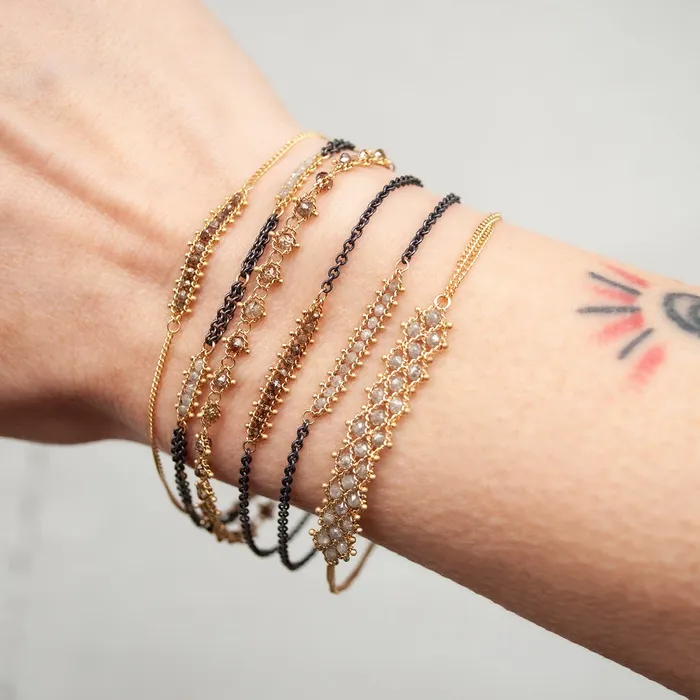 Amali Bracelets Black Diamond Textile Row Bracelet Amali Bracelets Black Diamond Textile Row Bracelet