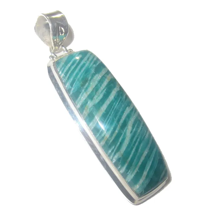 Amazonite Pendant Amazing Soul Aqua Green Gem Sterling Silver Satin Crystals Necklaces