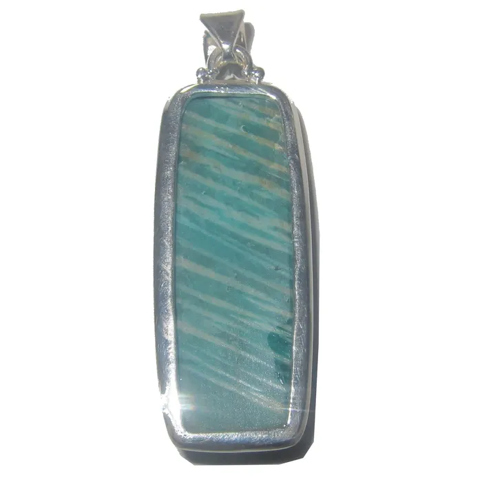 Amazonite Pendant Amazing Soul Aqua Green Gem Sterling Silver Satin Crystals Necklaces