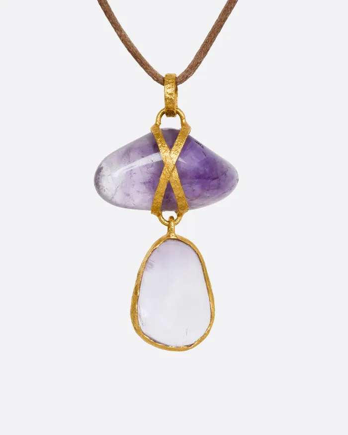 Amethyst Double Drop Necklace LOU ZELDIS Necklaces