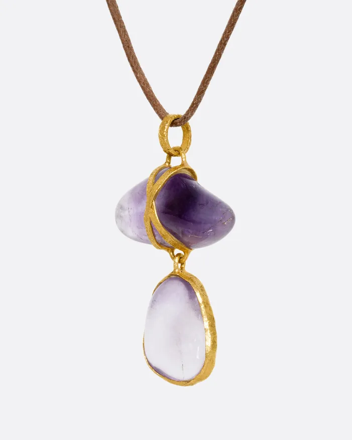 Amethyst Double Drop Necklace LOU ZELDIS Necklaces Amethyst Double Drop Necklace LOU ZELDIS Necklaces
