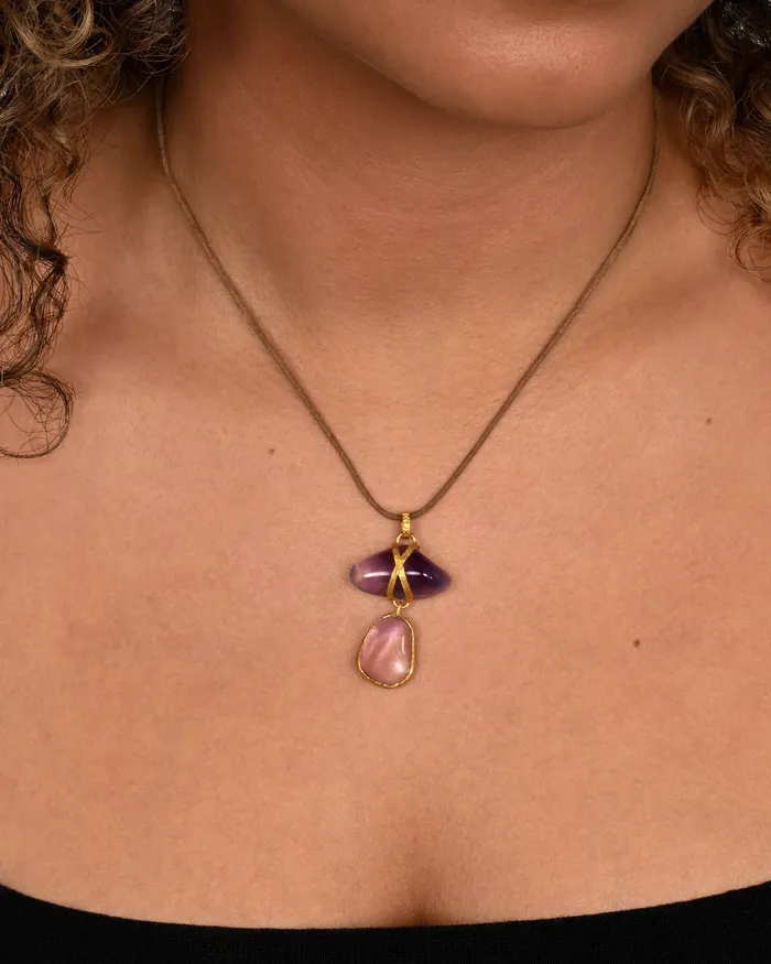 Amethyst Double Drop Necklace LOU ZELDIS Necklaces Amethyst Double Drop Necklace LOU ZELDIS Necklaces