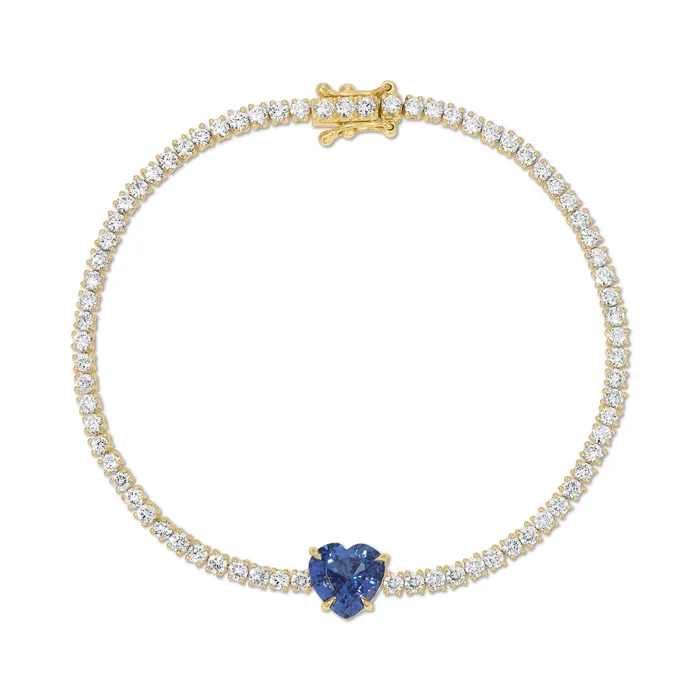 anitako Bracelets DIAMOND HEPBURN BRACELET WITH BLUE SAPPHIRE HEART CENTER anitako Bracelets DIAMOND HEPBURN BRACELET WITH BLUE SAPPHIRE HEART CENTER