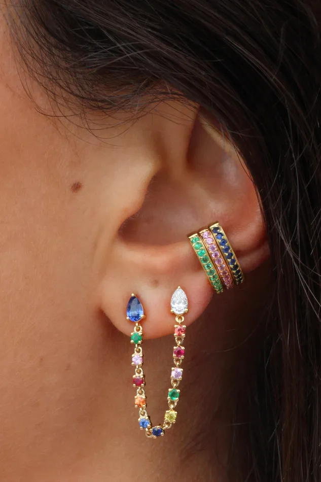 anitako Earrings SINGLE ROW EMERALD EAR CUFF