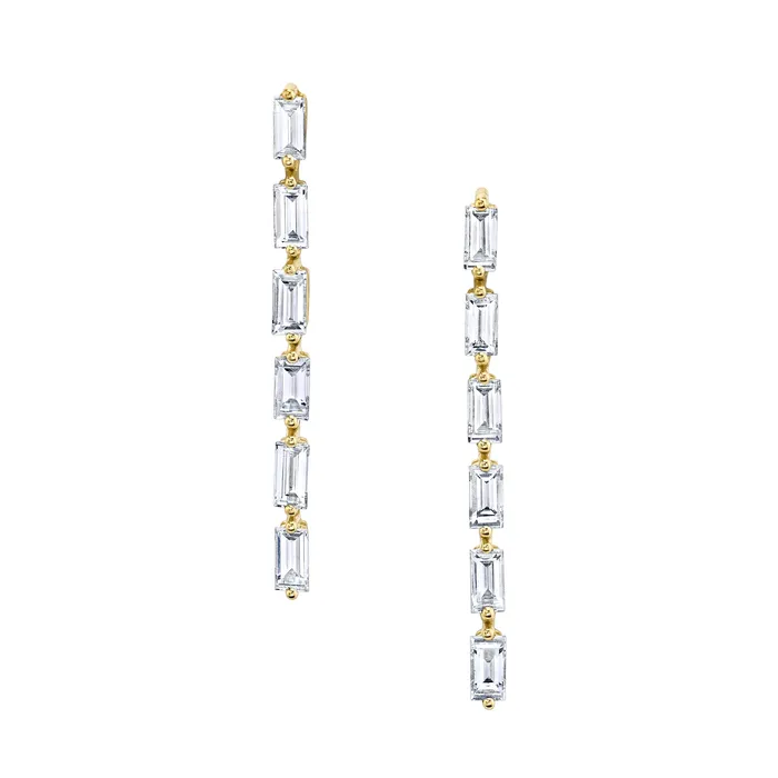 anitako SHORT BAGUETTE DIAMOND DROP EARRINGS Earrings