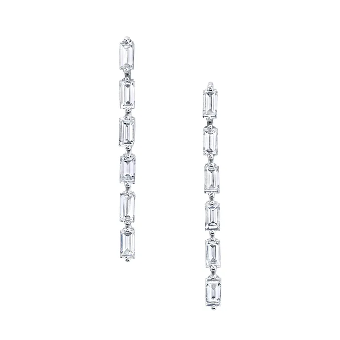 anitako SHORT BAGUETTE DIAMOND DROP EARRINGS Earrings