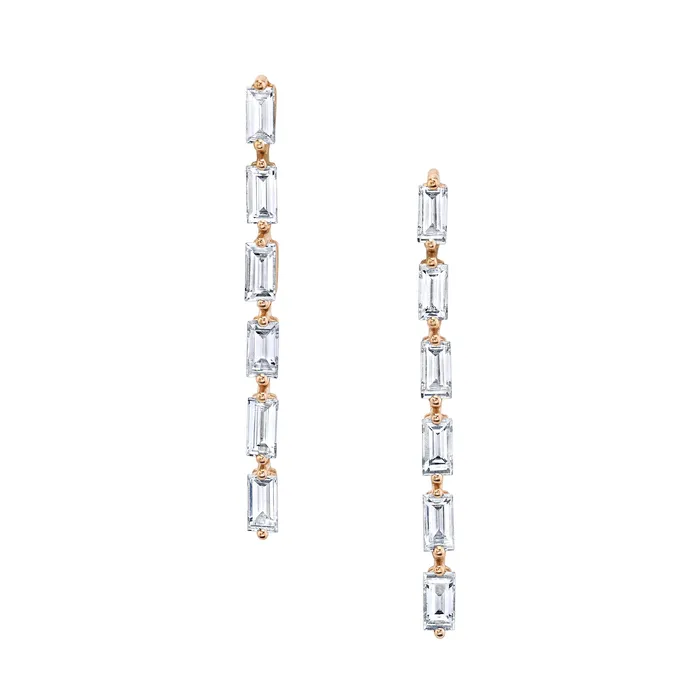 anitako SHORT BAGUETTE DIAMOND DROP EARRINGS Earrings
