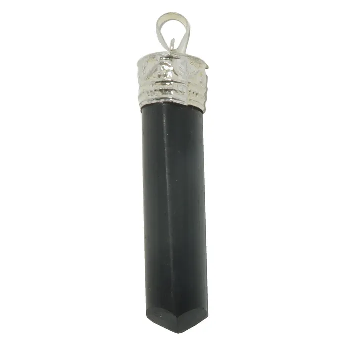 Black Tourmaline Pendant Protection Point Silver Satin Crystals Necklaces