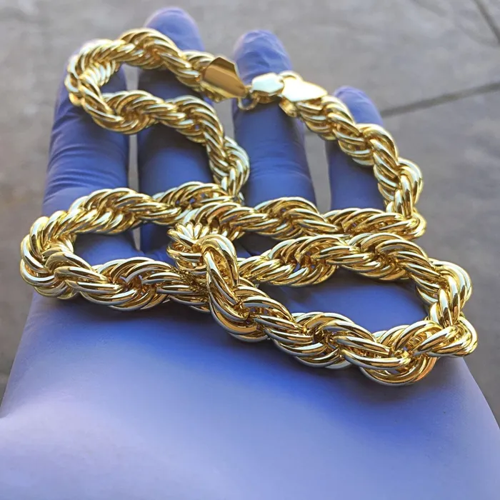Bling Cartel Admin 14K Gold Finish Rope Chain Necklace 10mm x 18 Necklaces