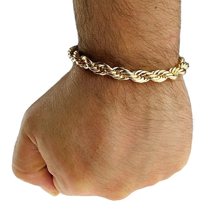 Bling Cartel Admin Bracelets 14K Gold Plated Rope Chain Bracelet 8 x 8MM