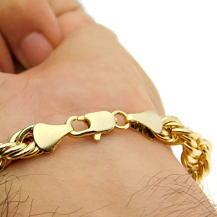 Bling Cartel Admin Bracelets 14K Gold Plated Rope Chain Bracelet 8 x 8MM