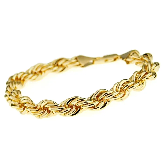 Bling Cartel Admin Bracelets 14K Gold Plated Rope Chain Bracelet 8 x 8MM