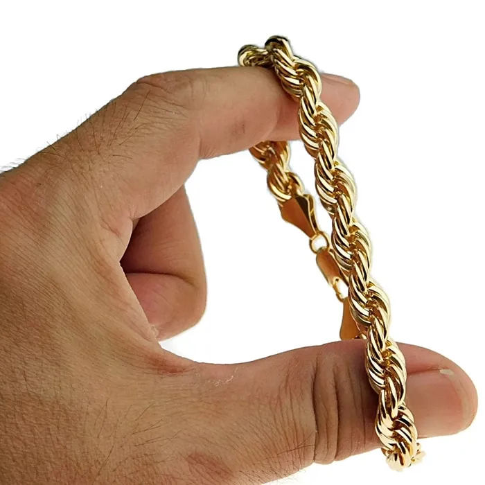 Bling Cartel Admin Bracelets 14K Gold Plated Rope Chain Bracelet 8 x 8MM