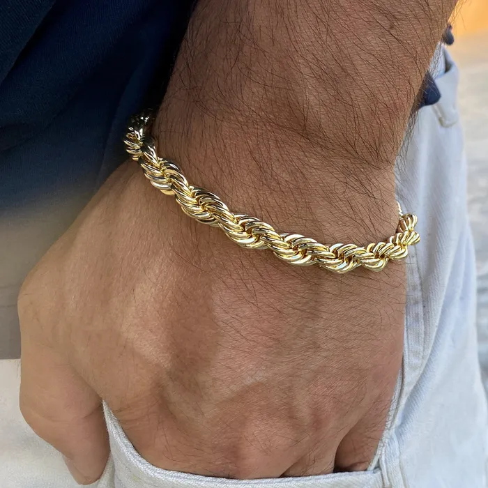 Bling Cartel Admin Bracelets 14K Gold Plated Rope Chain Bracelet 8 x 8MM