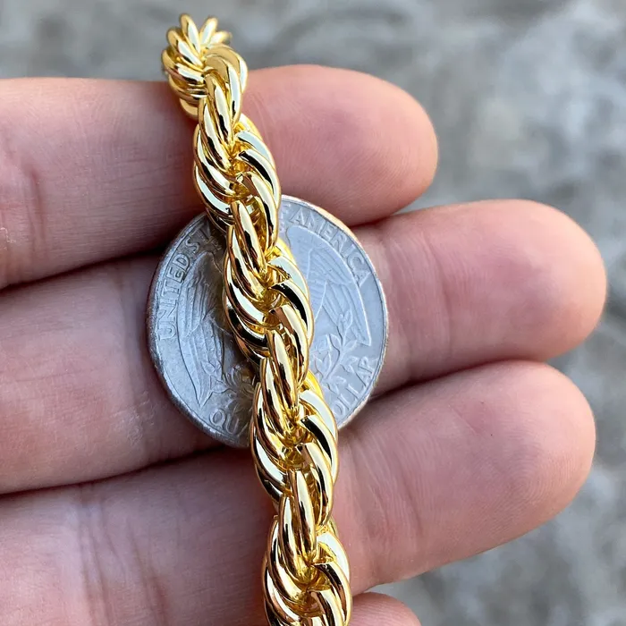 Bling Cartel Admin Bracelets 14K Gold Plated Rope Chain Bracelet 8 x 8MM