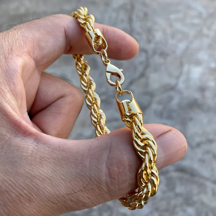 Bling Cartel Admin Bracelets 14K Gold Plated Rope Chain Bracelet 8 x 8MM