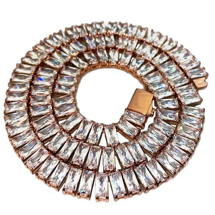 Bling Cartel Admin Bracelets One Row Tennis Chain Rose Gold Finish over Stainless Steel Choker 18