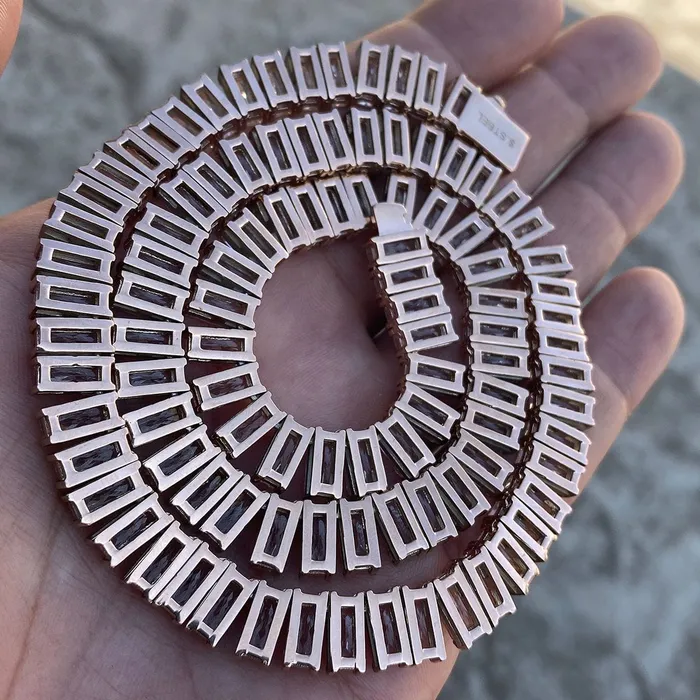 Bling Cartel Admin Bracelets One Row Tennis Chain Rose Gold Finish over Stainless Steel Choker 18