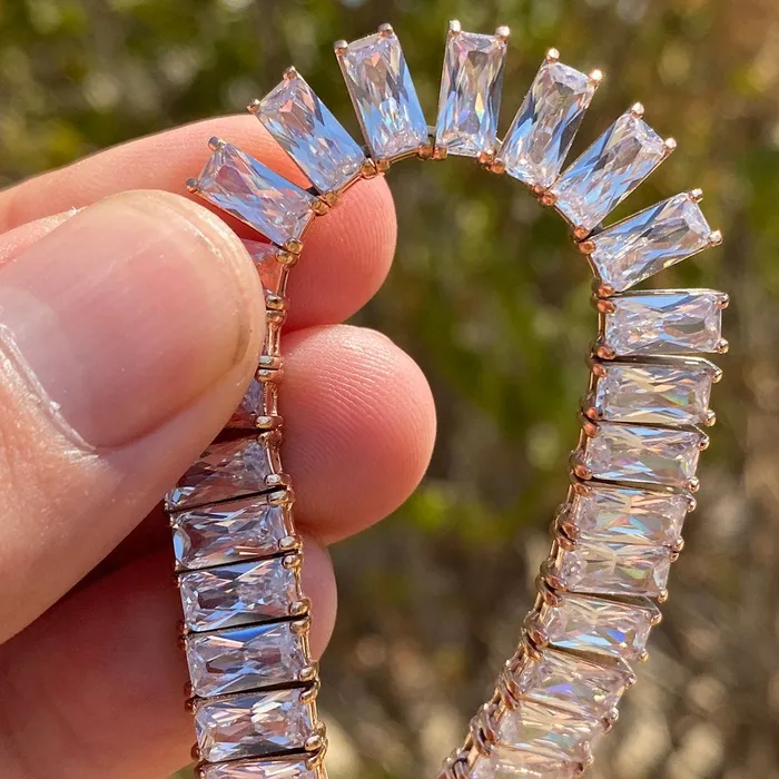 Bling Cartel Admin Bracelets One Row Tennis Chain Rose Gold Finish over Stainless Steel Choker 18