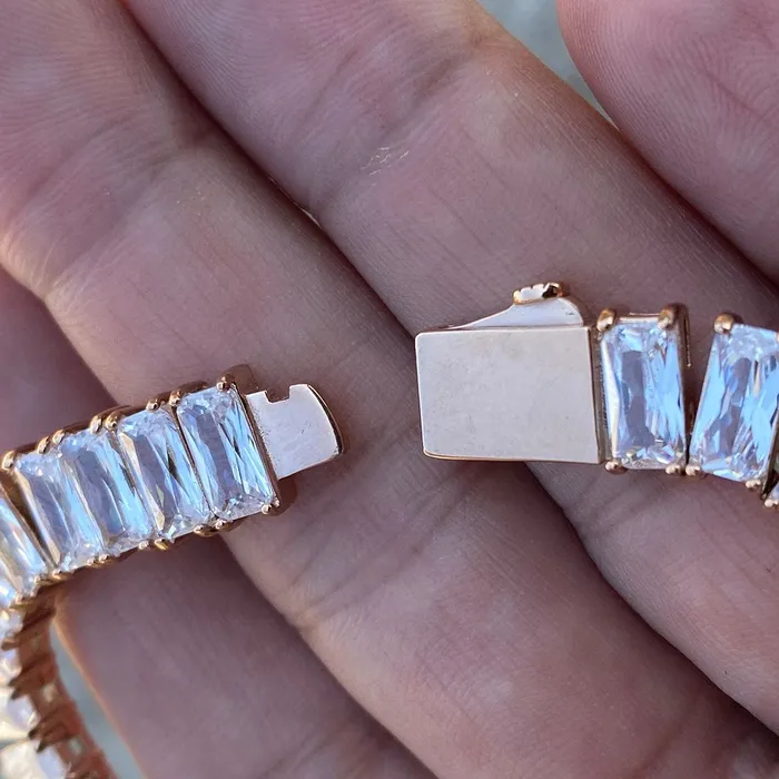 Bling Cartel Admin Bracelets One Row Tennis Chain Rose Gold Finish over Stainless Steel Choker 18