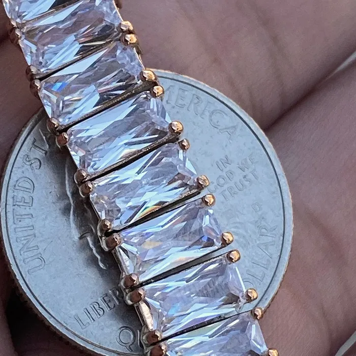 Bling Cartel Admin Bracelets One Row Tennis Chain Rose Gold Finish over Stainless Steel Choker 18