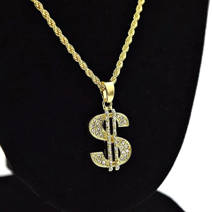 Bling Cartel Admin Micro Dollar Sign Iced Pendant Rope Gold Finish Chain Necklace 24 Necklaces Bling Cartel Admin Micro Dollar Sign Iced Pendant Rope Gold Finish Chain Necklace 24 Necklaces