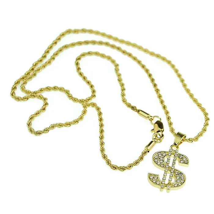 Bling Cartel Admin Micro Dollar Sign Iced Pendant Rope Gold Finish Chain Necklace 24 Necklaces Bling Cartel Admin Micro Dollar Sign Iced Pendant Rope Gold Finish Chain Necklace 24 Necklaces