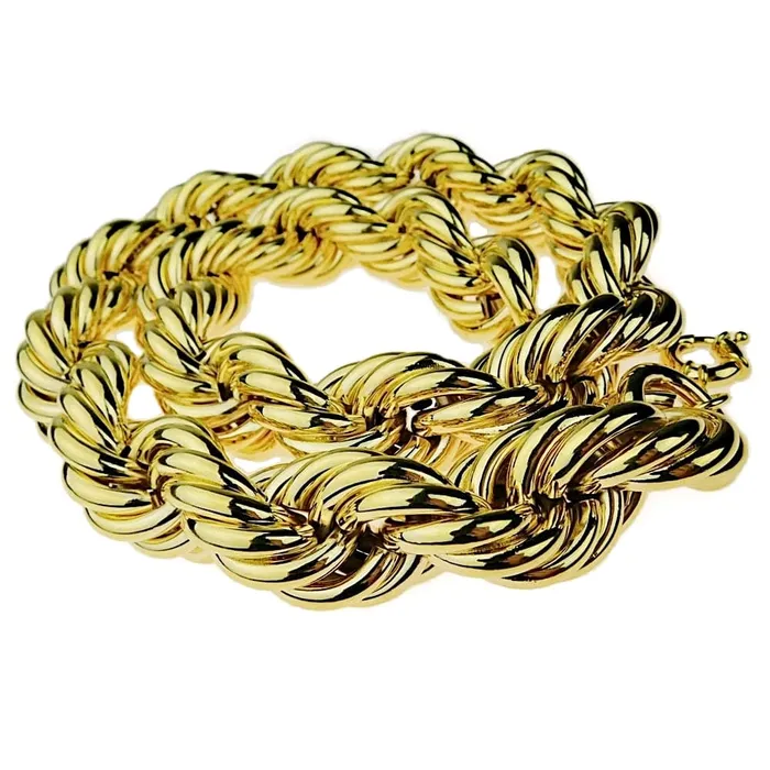 Bling Cartel Admin Necklaces 14K Gold Plated Rope Chain Necklace 30MM Thick x 30 Inch Bling Cartel Admin Necklaces 14K Gold Plated Rope Chain Necklace 30MM Thick x 30 Inch