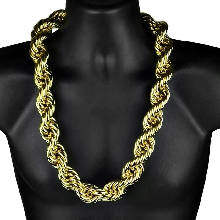 Bling Cartel Admin Necklaces 14K Gold Plated Rope Chain Necklace 30MM Thick x 30 Inch Bling Cartel Admin Necklaces 14K Gold Plated Rope Chain Necklace 30MM Thick x 30 Inch