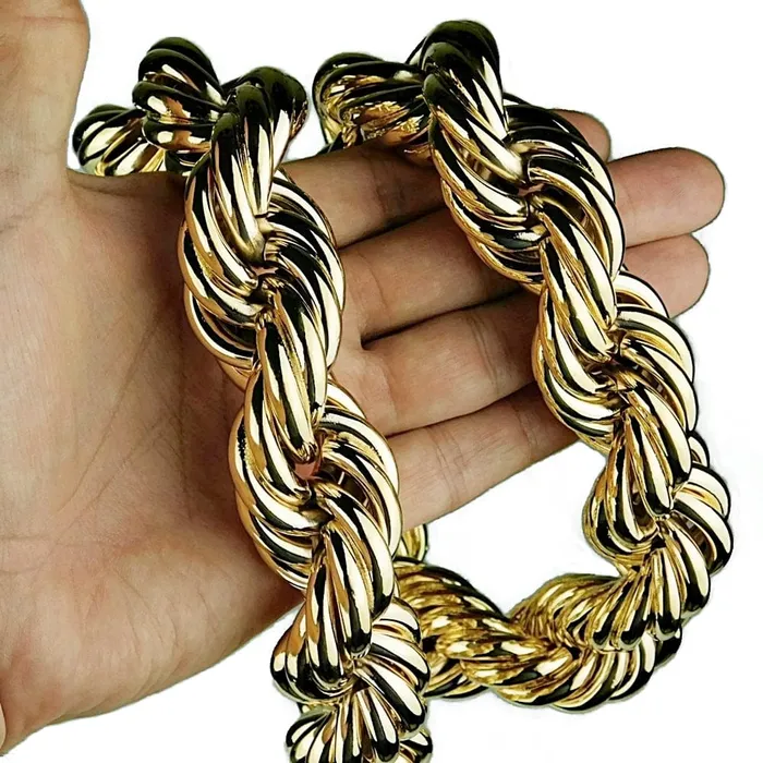Bling Cartel Admin Necklaces 14K Gold Plated Rope Chain Necklace 30MM Thick x 30 Inch Bling Cartel Admin Necklaces 14K Gold Plated Rope Chain Necklace 30MM Thick x 30 Inch