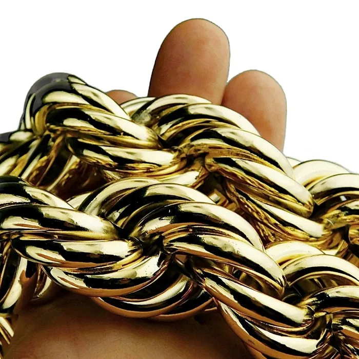 Bling Cartel Admin Necklaces 14K Gold Plated Rope Chain Necklace 30mm x 36