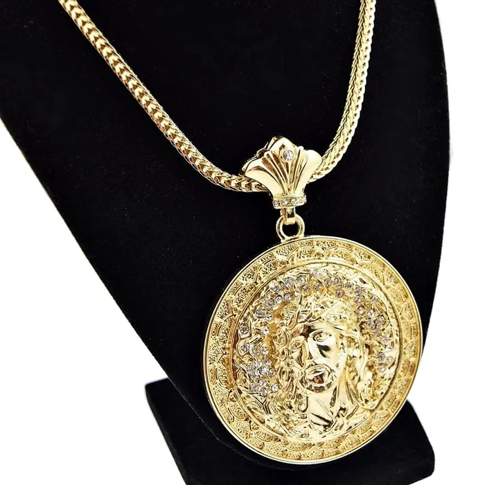 Bling Cartel Admin Necklaces Big Jesus Medallion Gold Finish 36 Franco Chain Necklace Bling Cartel Admin Necklaces Big Jesus Medallion Gold Finish 36 Franco Chain Necklace