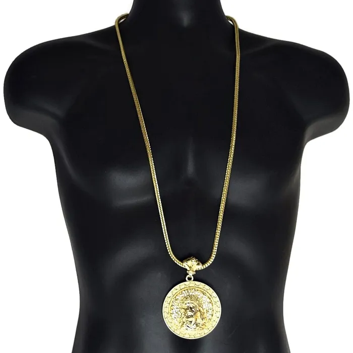 Bling Cartel Admin Necklaces Big Jesus Medallion Gold Finish 36 Franco Chain Necklace Bling Cartel Admin Necklaces Big Jesus Medallion Gold Finish 36 Franco Chain Necklace