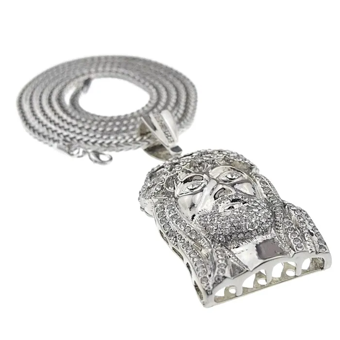 Bling Cartel Admin Necklaces Jesus Head Iced Flooded Out Silver Tone Franco Chain Necklace 36 Bling Cartel Admin Necklaces Jesus Head Iced Flooded Out Silver Tone Franco Chain Necklace 36