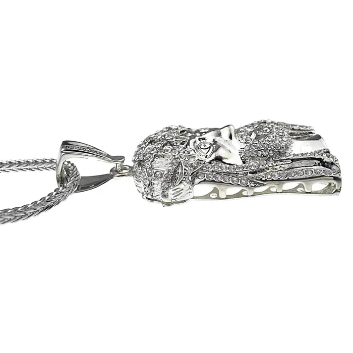 Bling Cartel Admin Necklaces Jesus Head Iced Flooded Out Silver Tone Franco Chain Necklace 36 Bling Cartel Admin Necklaces Jesus Head Iced Flooded Out Silver Tone Franco Chain Necklace 36